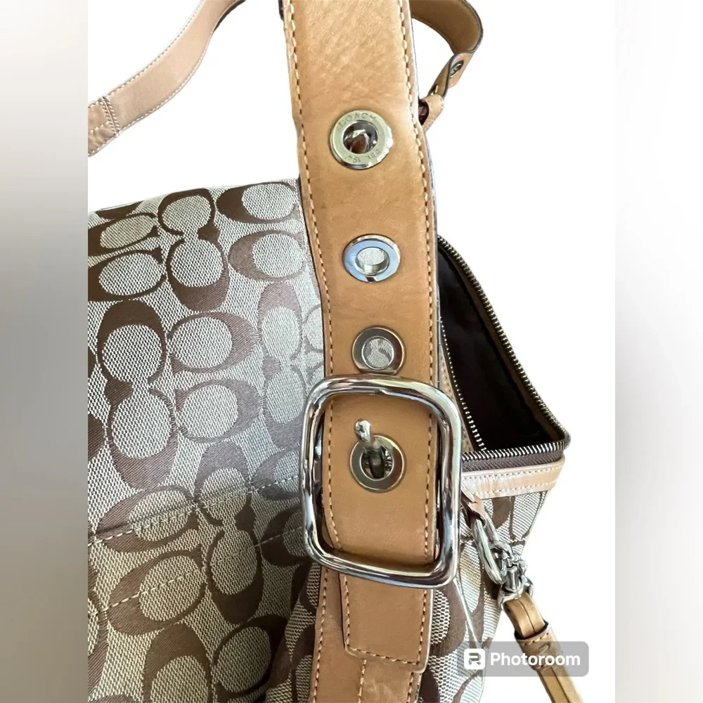 Coach Signature Brown Jacquard 2 Way Bag - Picture 8 of 12